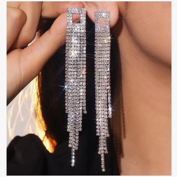 Silver Tone Tassell Dangle Earrings - Picture 1 of 5